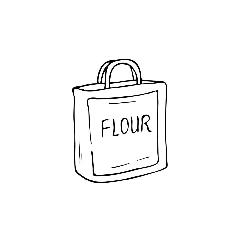 Sack with wheat flour isolated on white background. Vector illustration