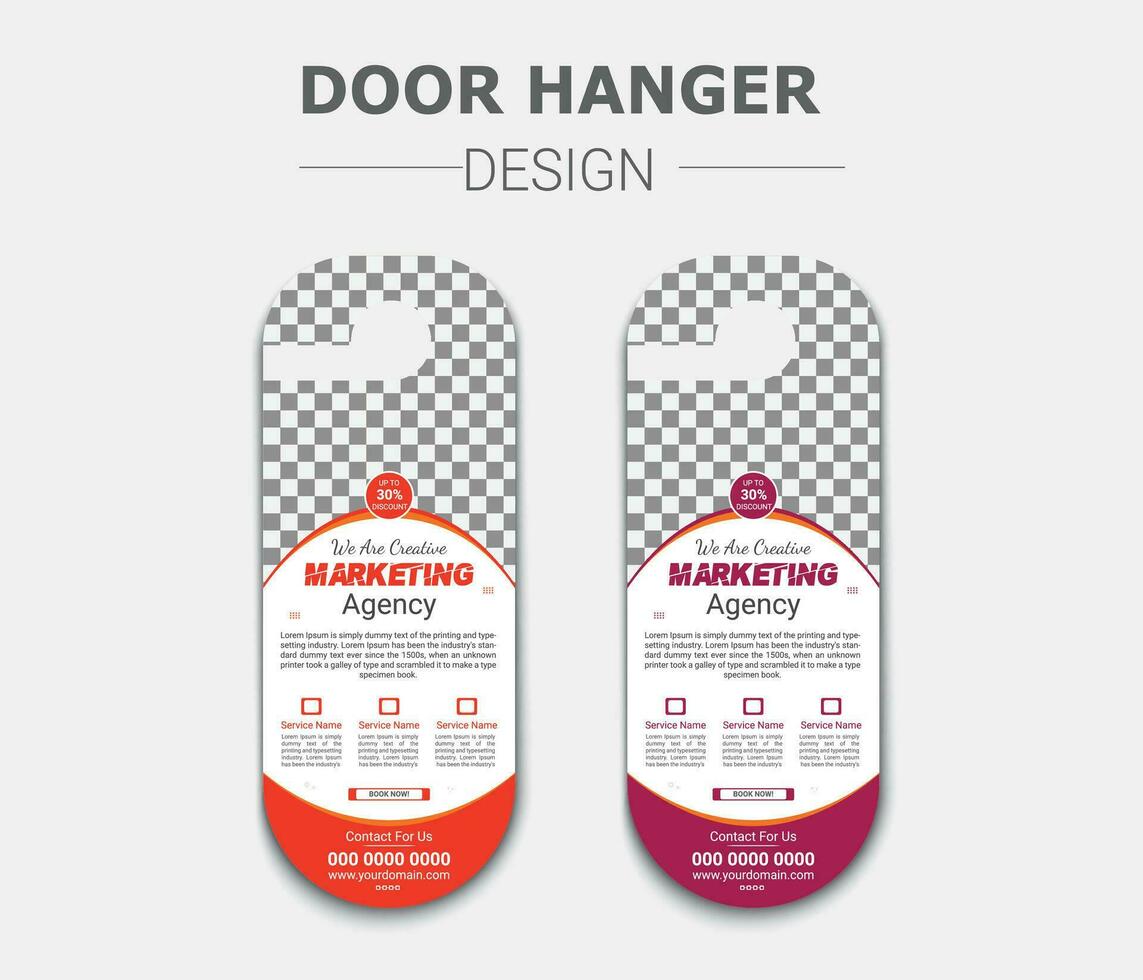 Corporate business agency door hanger template design vector