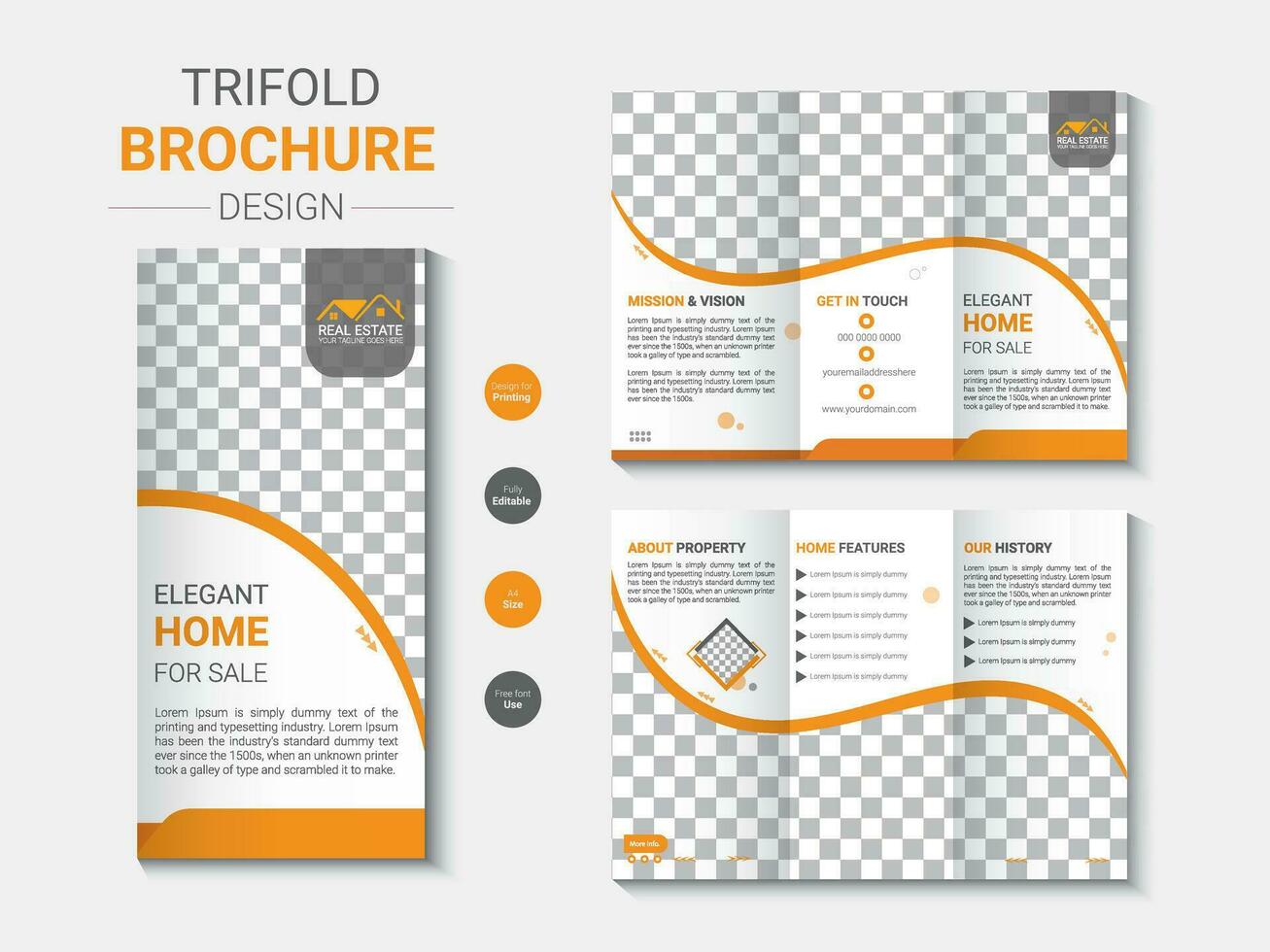 Modern and professional business real estate trifold brochure template vector