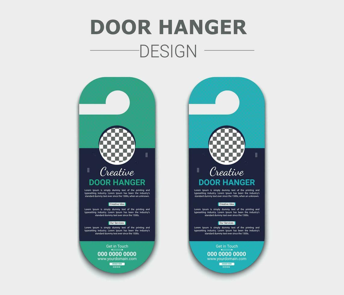 Corporate business agency door hanger template design vector