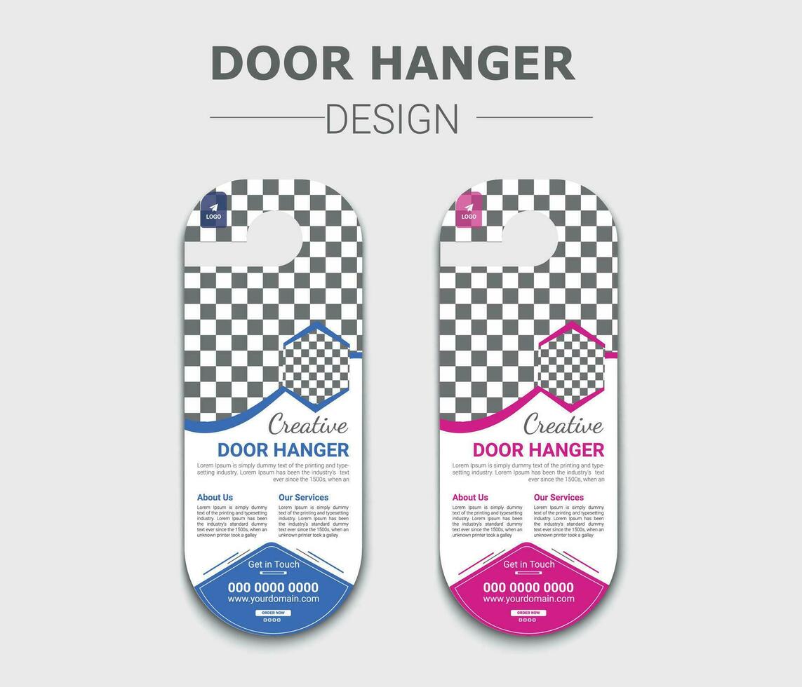 Corporate business agency door hanger template design vector