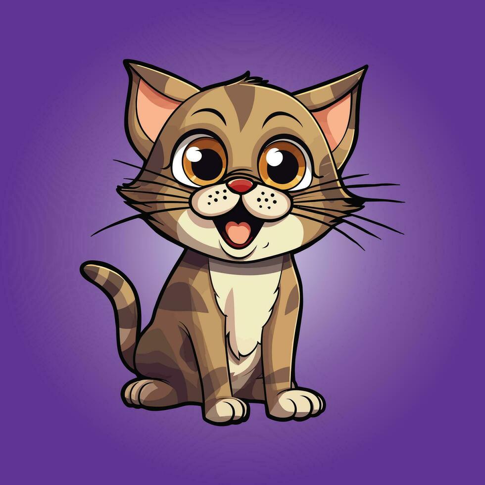 Brown baby cute cat children cartoon vector