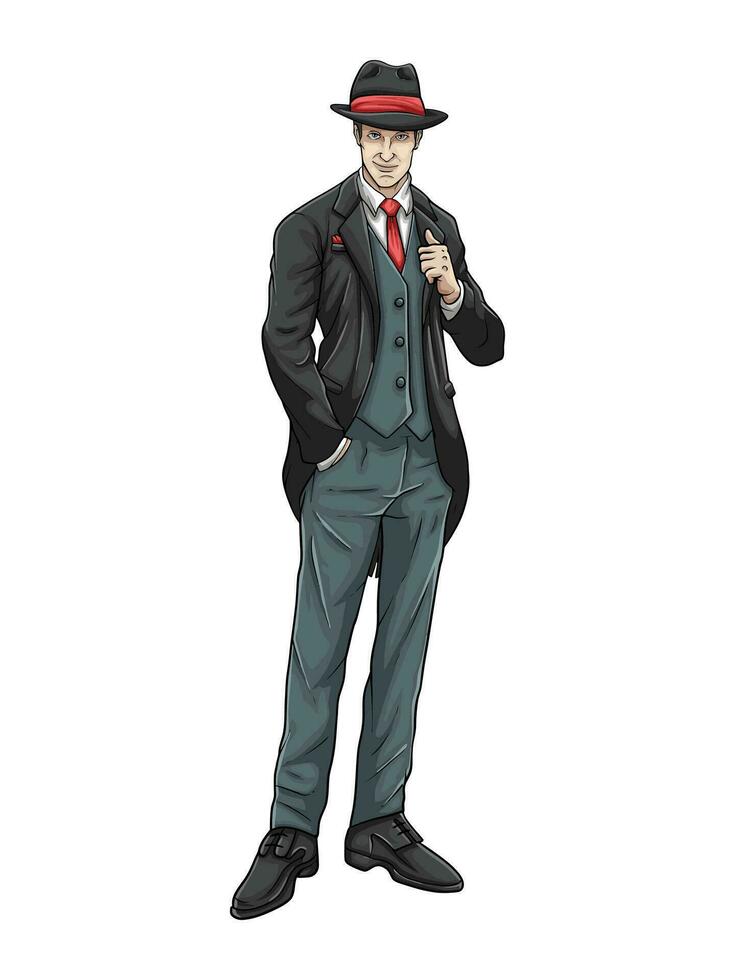 Mafia Male With Tuxedo Suit vector