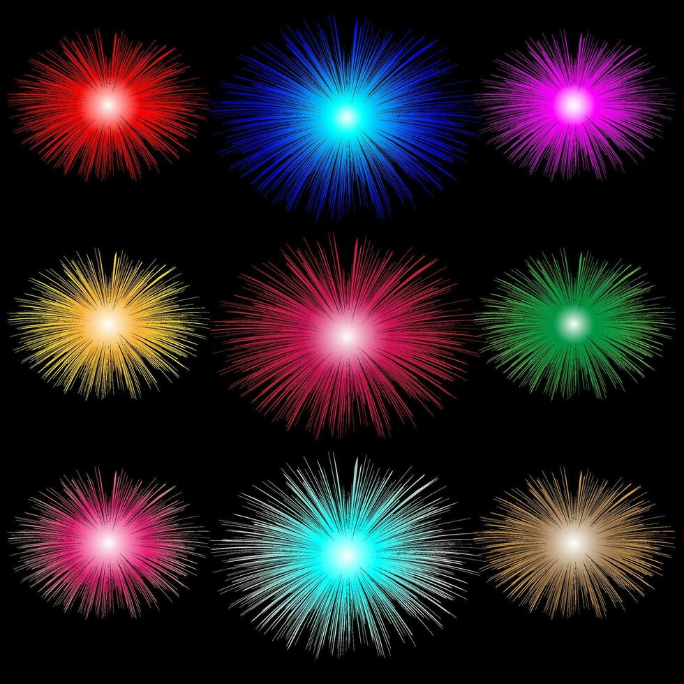 Pack of star pattern sun explosion burst blast fire floral design color texture vector eps mandala