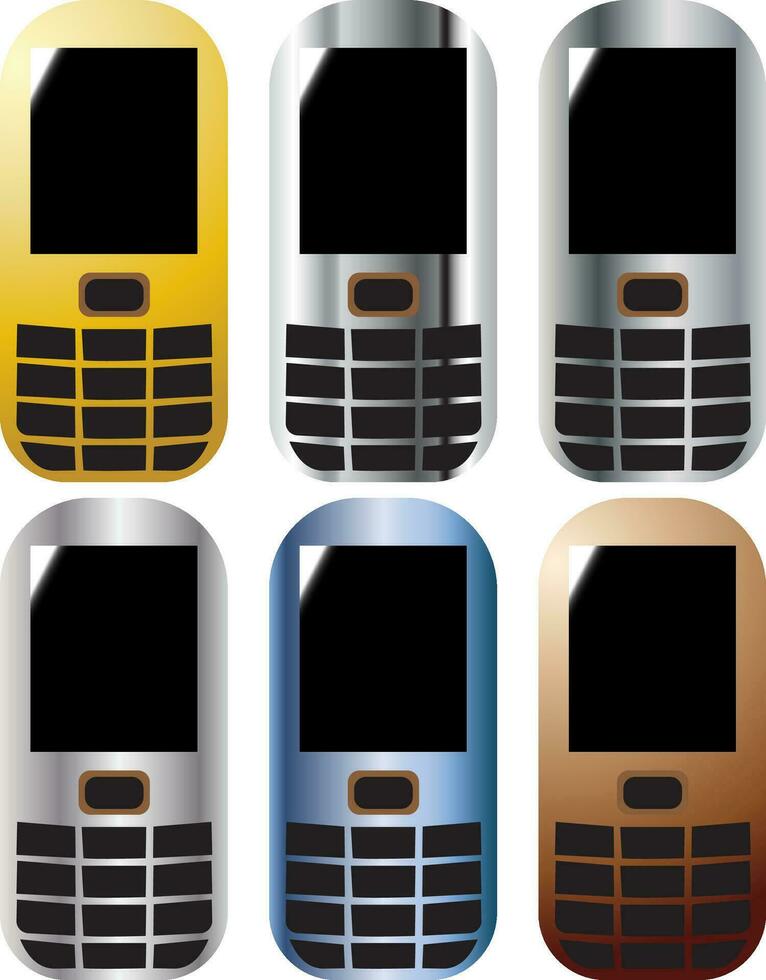 Colourful phone mobile cell cellular icon transparent background EPS Vector art Pack