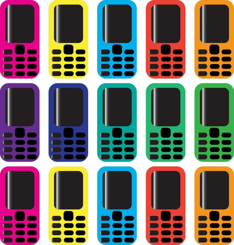 Colourful phone mobile cell cellular icon transparent background EPS Vector art Pack