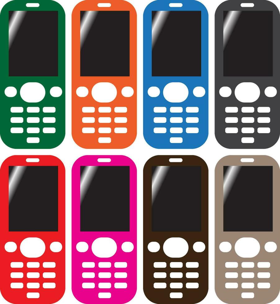 Colourful phone mobile cell cellular icon transparent background EPS Vector art Pack