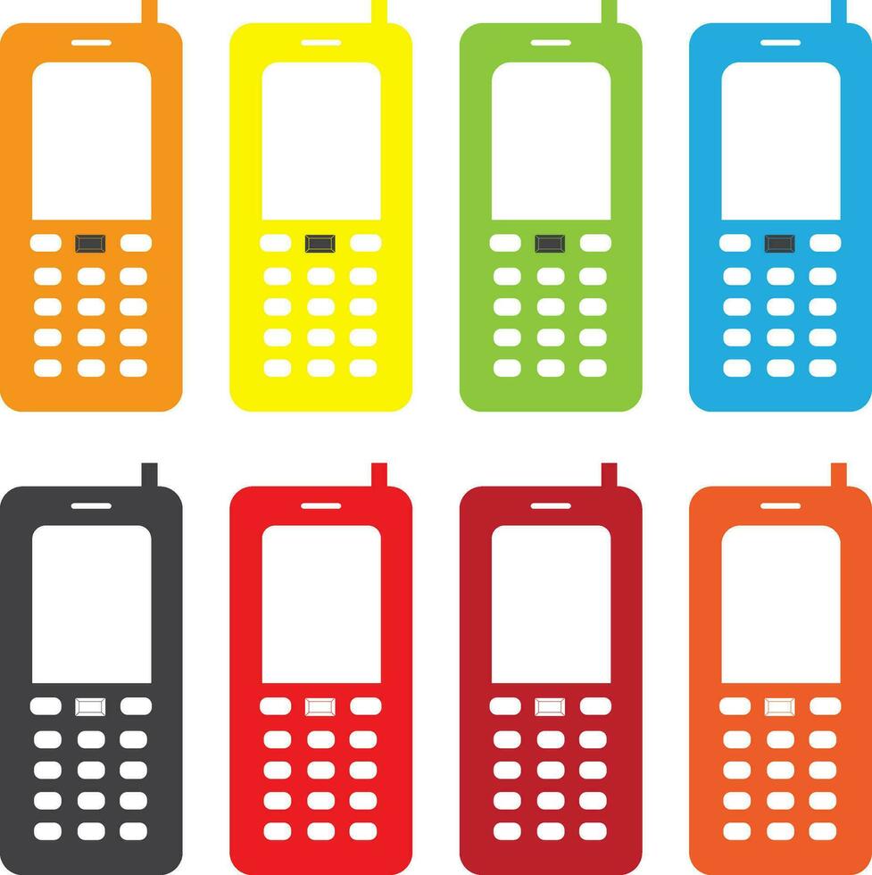 Colourful phone mobile cell cellular icon transparent background EPS Vector art Pack