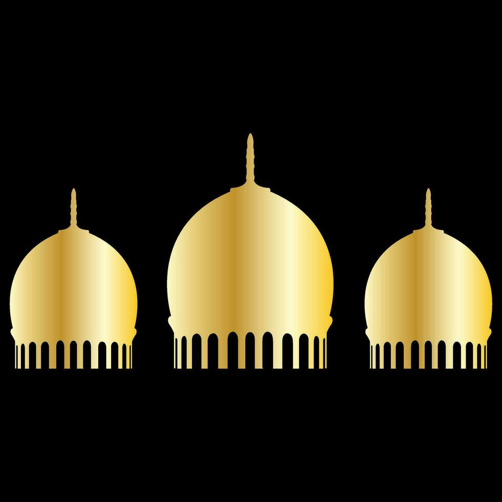 Beautiful Islamic Dome in Golden Gradient Masjid Palace Mosque Holy Place Monument Worship vector