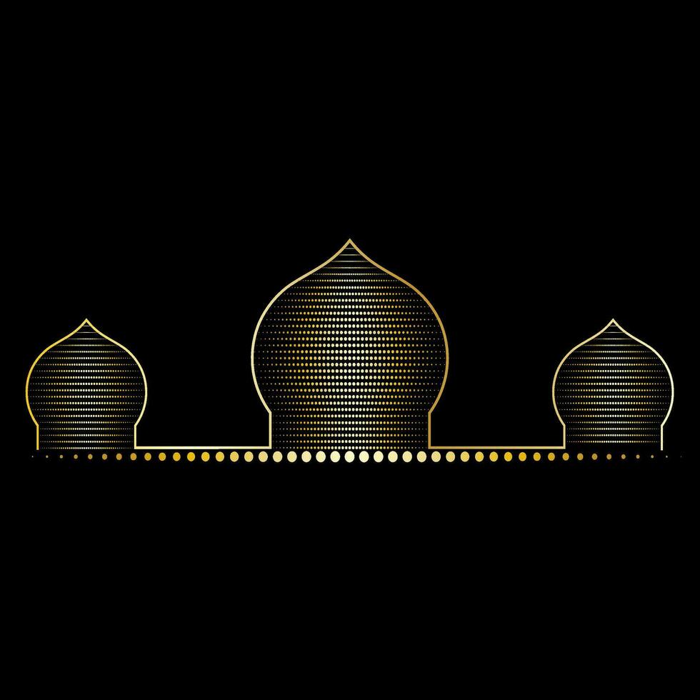Beautiful Islamic Dome in Golden Gradient Masjid Palace Mosque Holy Place Monument Worship vector
