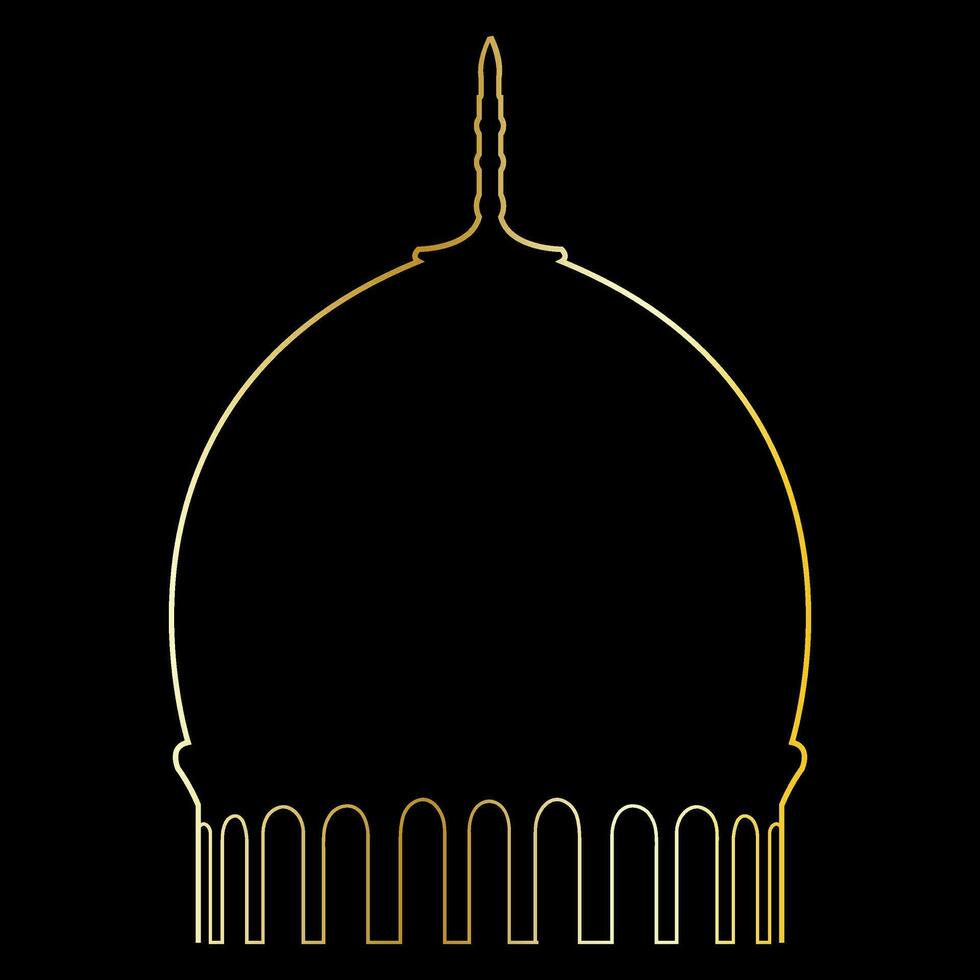 Beautiful Islamic Dome in Golden Gradient Masjid Palace Mosque Holy Place Monument Worship vector