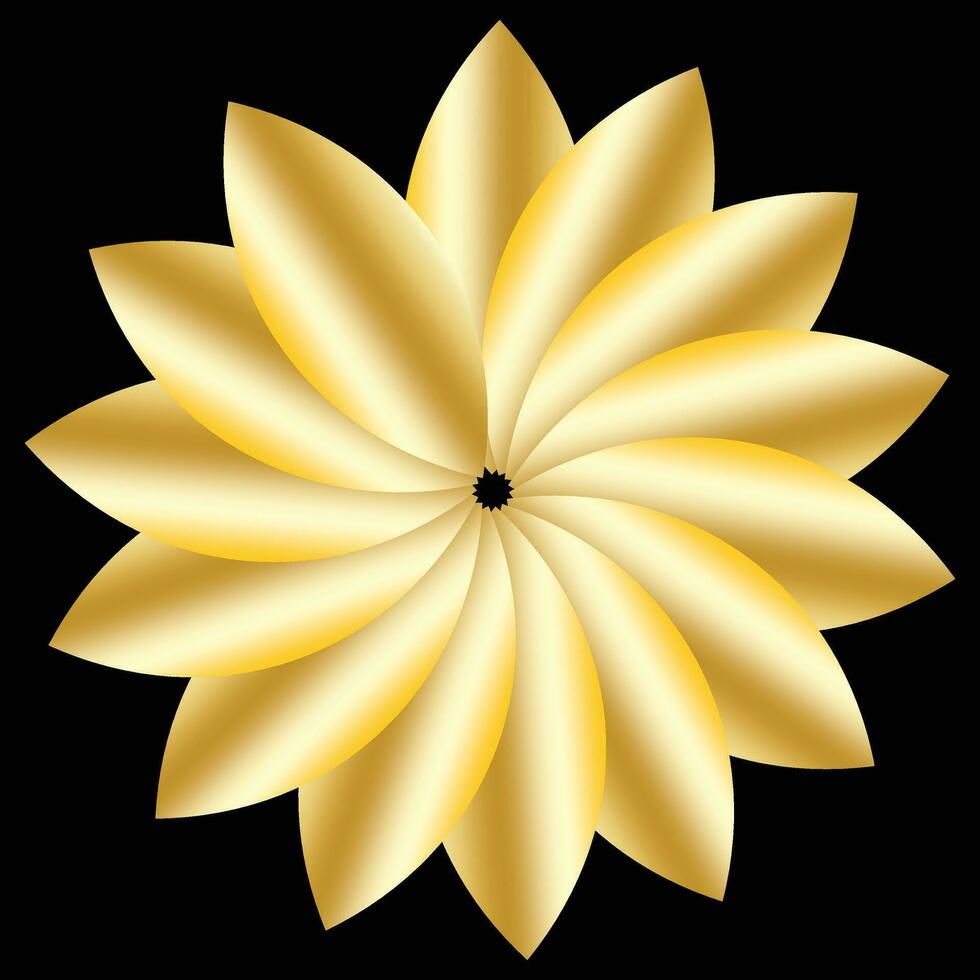 Floral leaf decorative ornamental design with branches in golden gradient premium vector art symmetrical