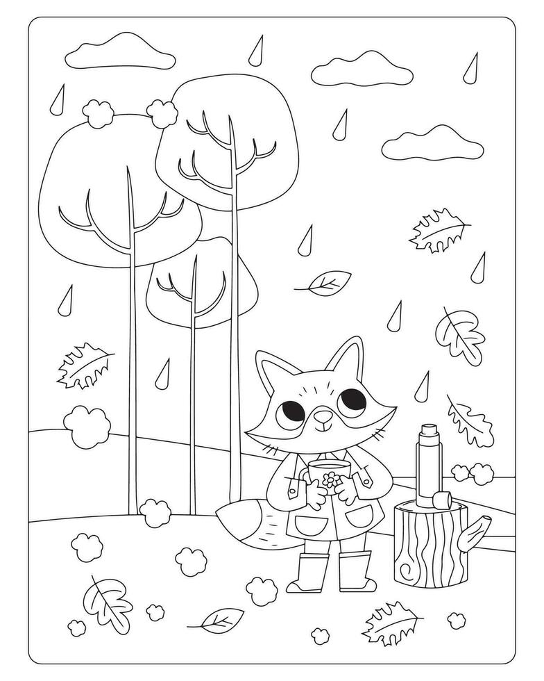 Autumn Coloring Pages for kids vector