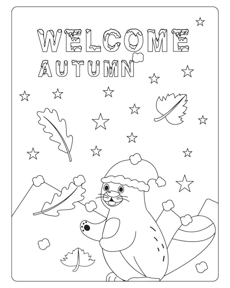 Autumn Coloring Pages for kids vector