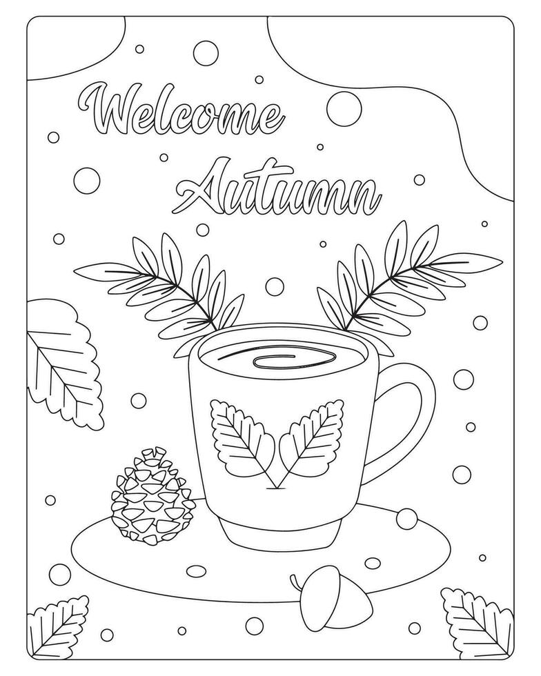 Autumn Coloring Pages for kids vector