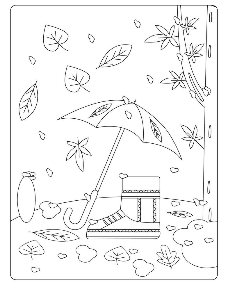 Autumn Coloring Pages for kids vector