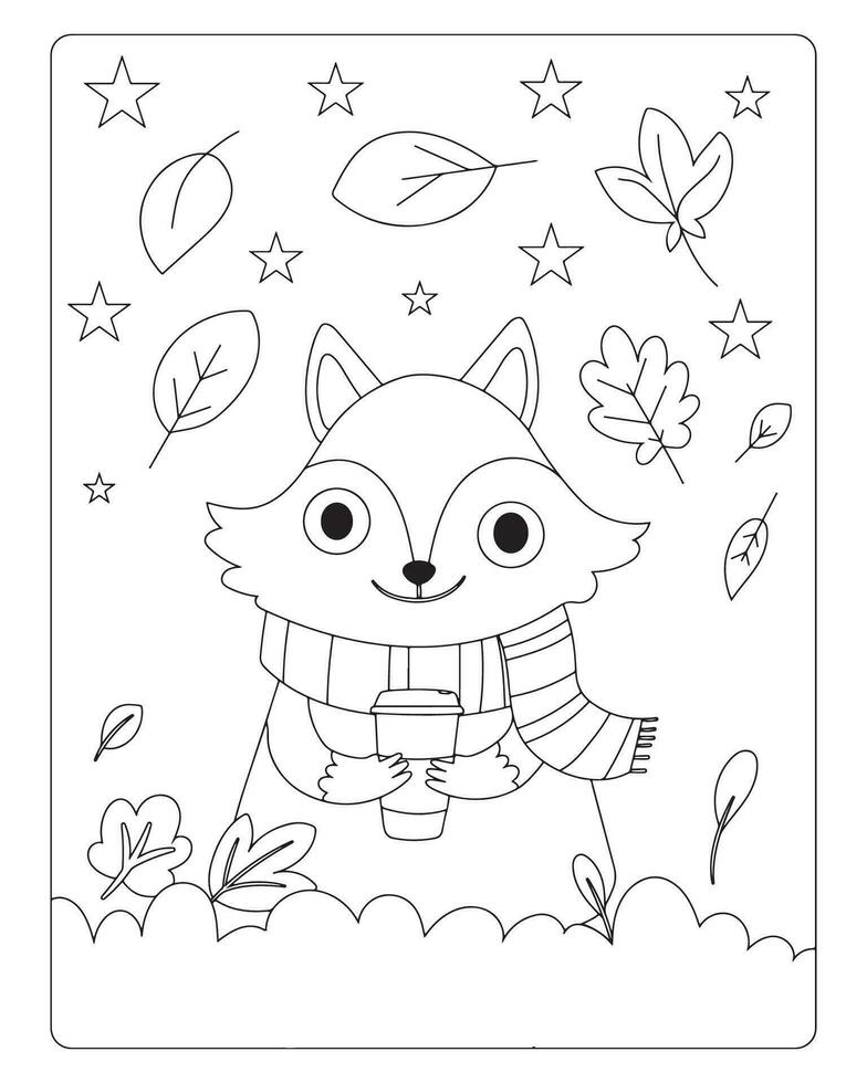 otoño colorante paginas para niños vector