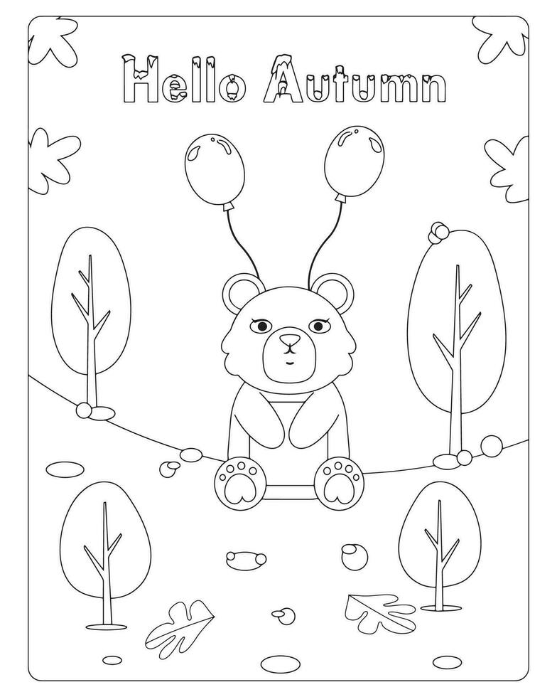Autumn Coloring Pages for kids vector
