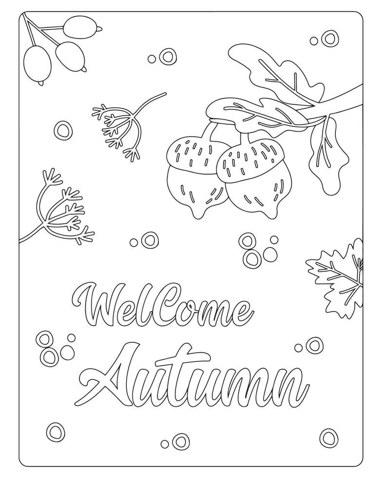 Autumn Coloring Pages for kids vector