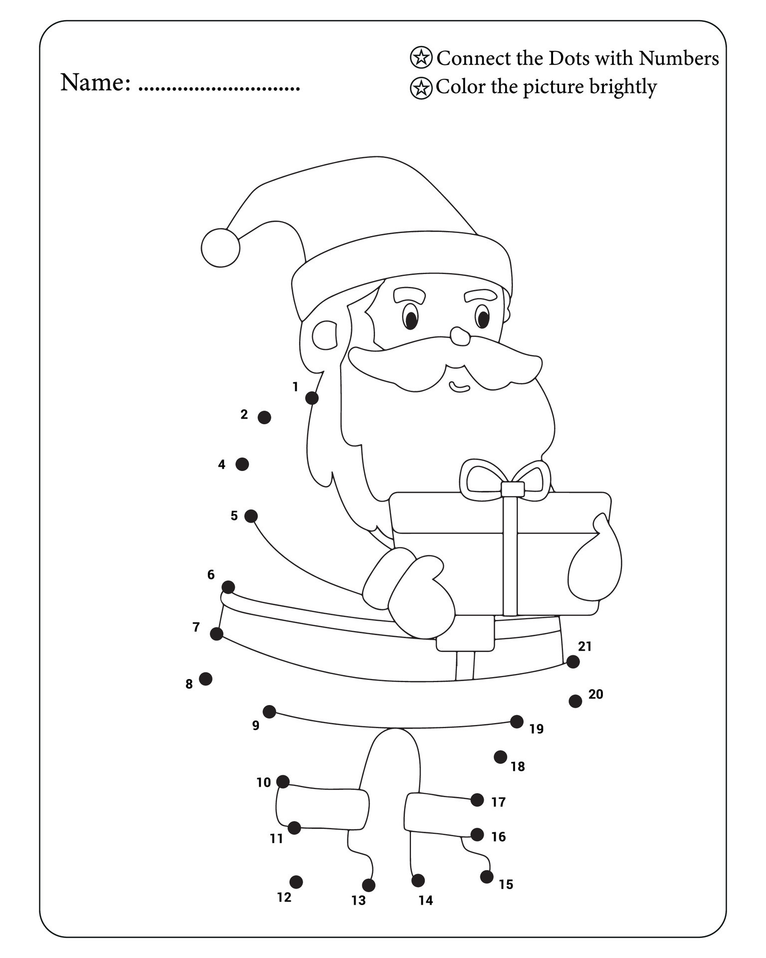 Christmas Dot To Dot Coloring Pages For Kids 25880431 Vector Art At