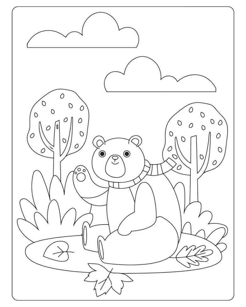 Autumn Coloring Pages for kids vector
