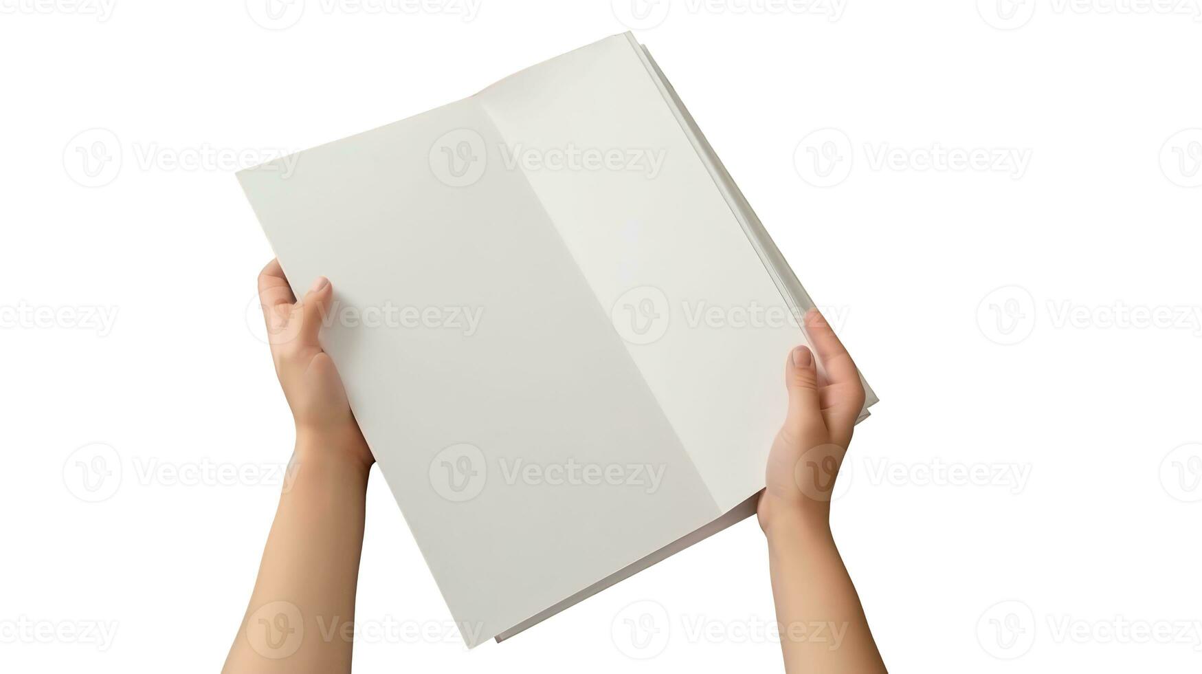 fotografía de humano mano participación blanco blanco doble papel. foto