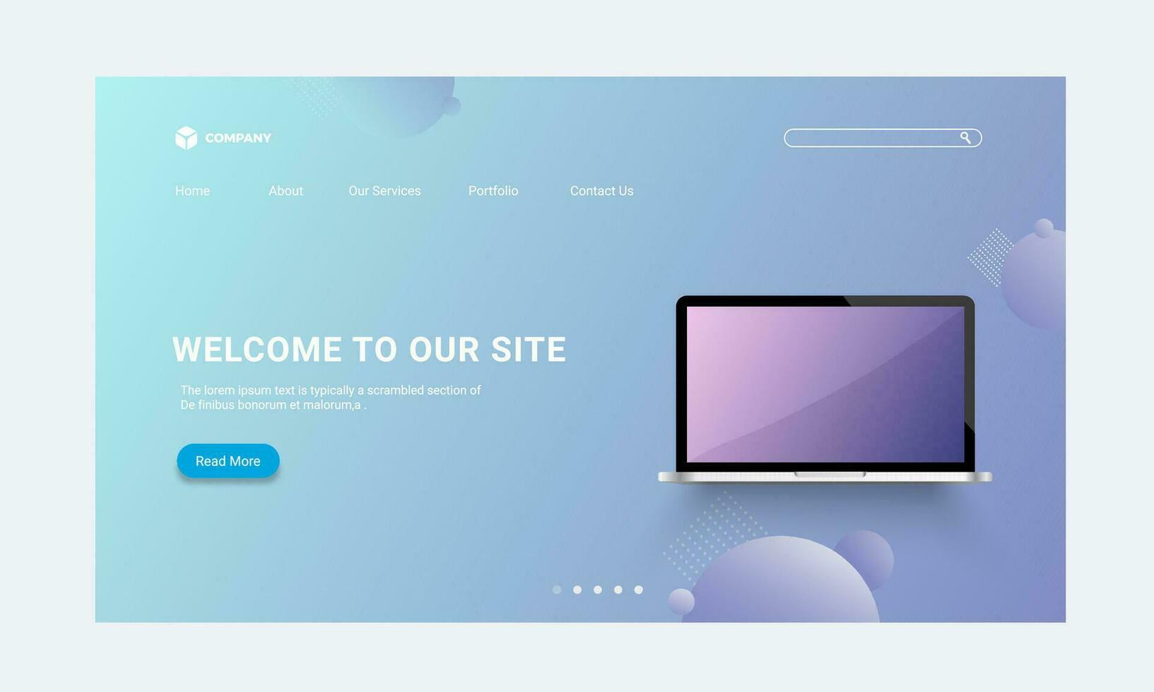 Landing Page or Hero Image with Open Laptop Illustration for Welcome To Our Site. vector