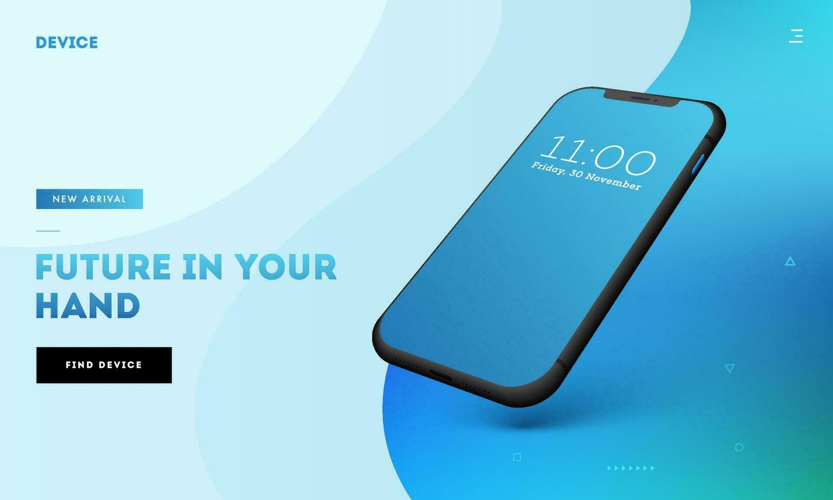 Responsive Landing Page Design with New Arrival Smartphone Illustration. vector