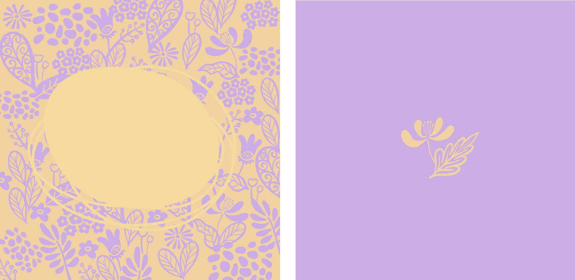 Set of vector backgrounds with flowers in trendy retro trippy style. Folk art style.