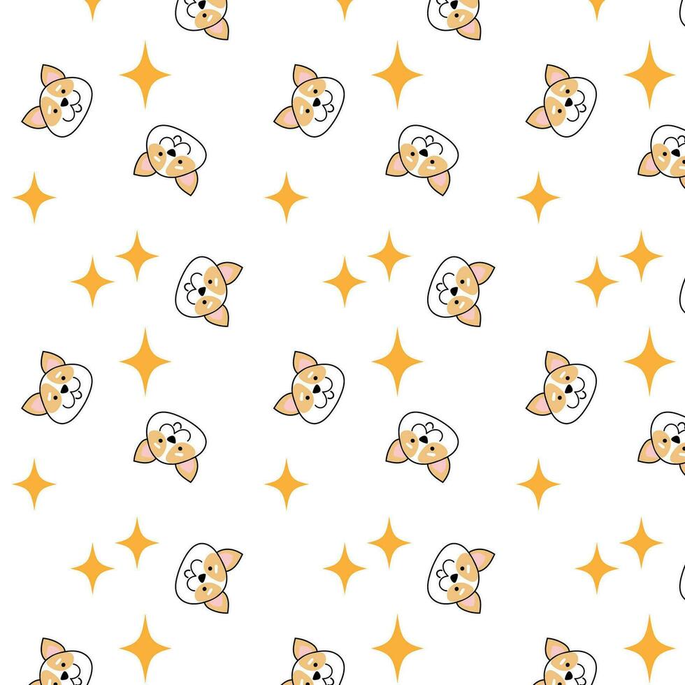 Seamless Pattern of Corgi Dog on white background vector