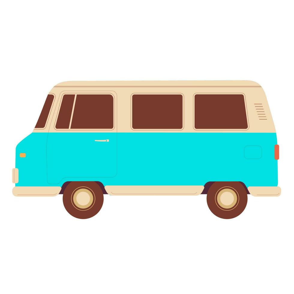 Van on white background. Travel car cartoon vector illustration
