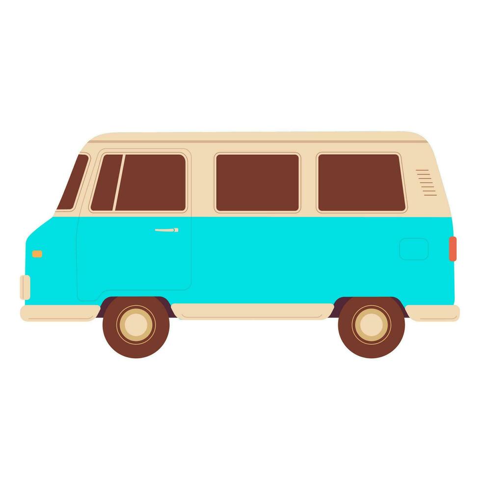 camioneta en blanco antecedentes. viaje coche dibujos animados vector ilustración