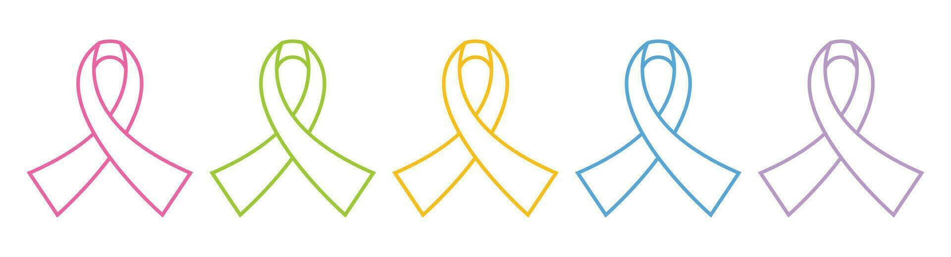 Awareness ribbon cross. Set of breast cancer symbol. Vector