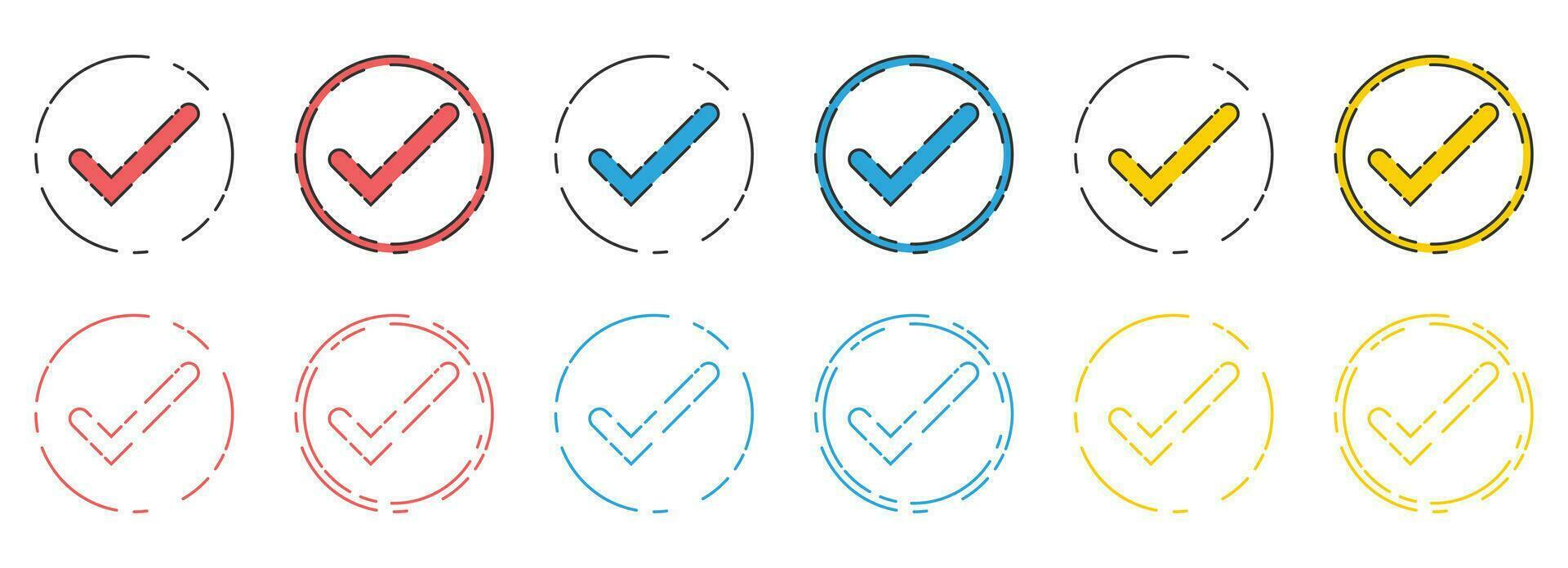 Approved check mark icon in flat style vector collection