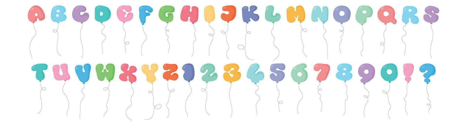 Funny balloon letters and numbers. Back to school ballon text vector