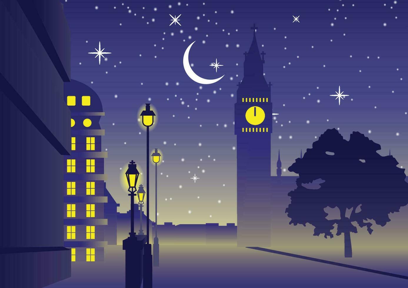 Big Ben famous landmark of England,silhouette style vector