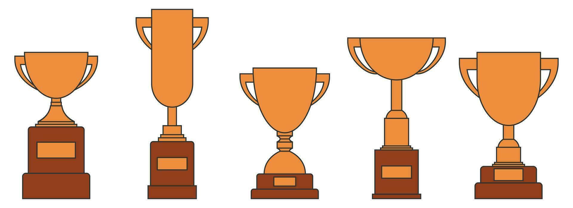 Award trophy goblet. Bronze cup in flat design. Vector illustration