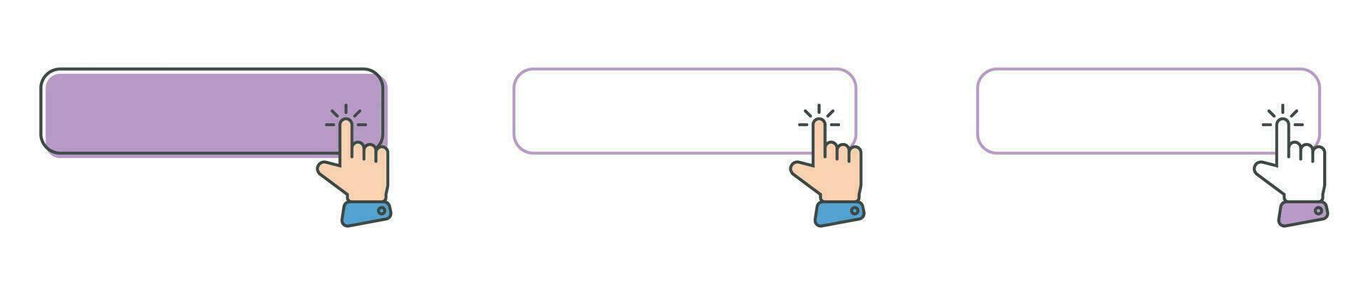 hacer clic cursor icono con hacer clic aquí botón vector colocar. acción botón con ratón hacer clic