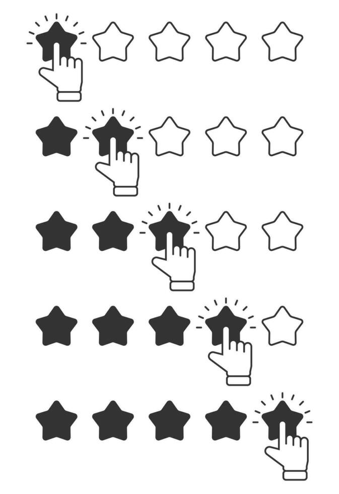 Customer feedback review. Hand give star rating. Rating or service evaluation vector