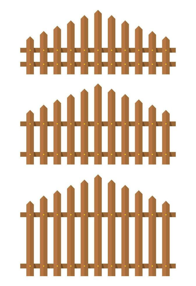 Wooden fence in flat style vector illustration isolated on white