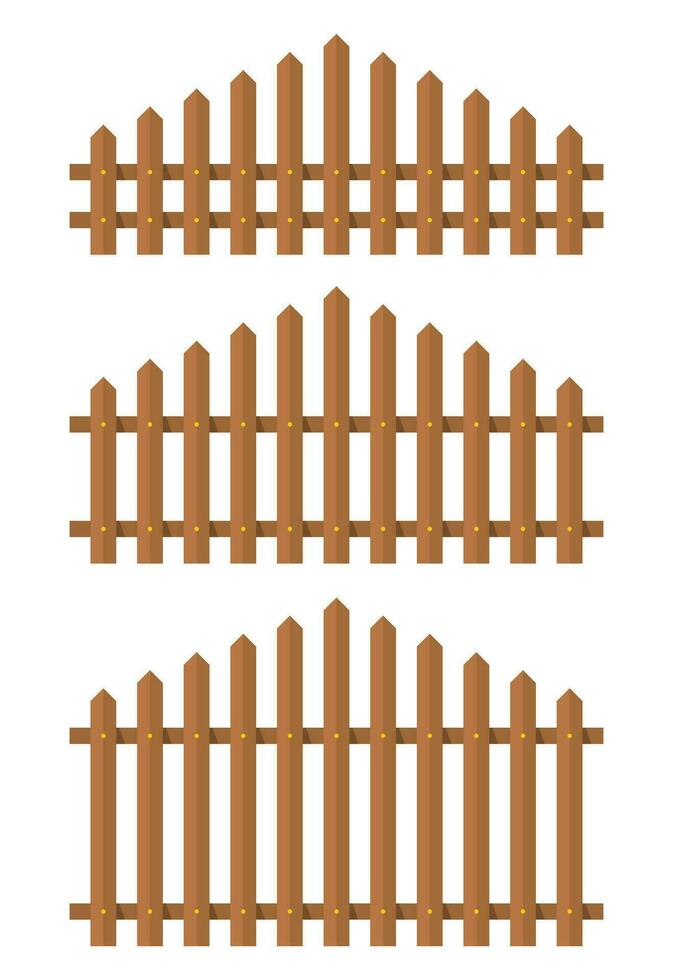 Wooden fence in flat style vector illustration isolated on white