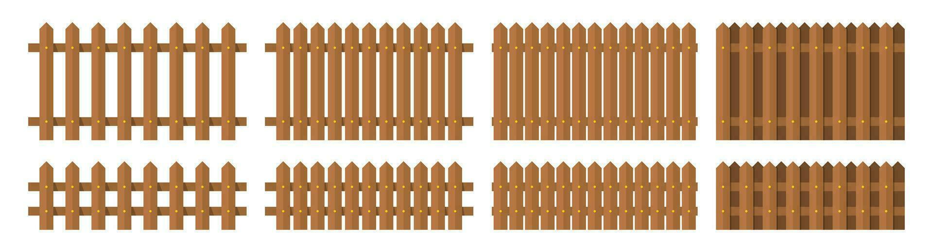 Wooden fence in flat style vector illustration isolated on white