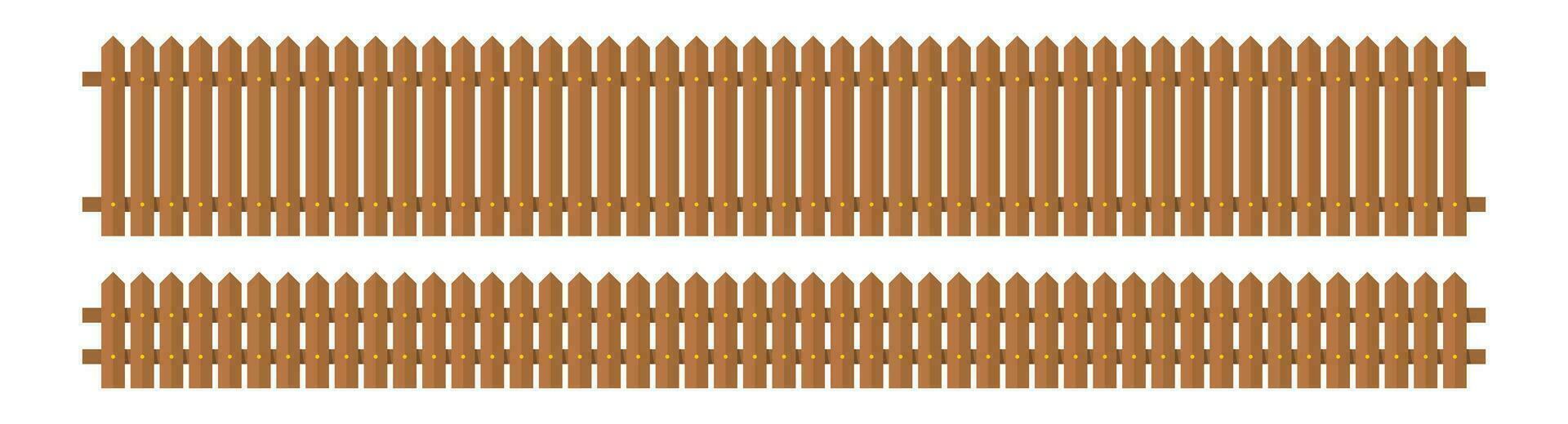 Wooden fence in flat style vector illustration isolated on white