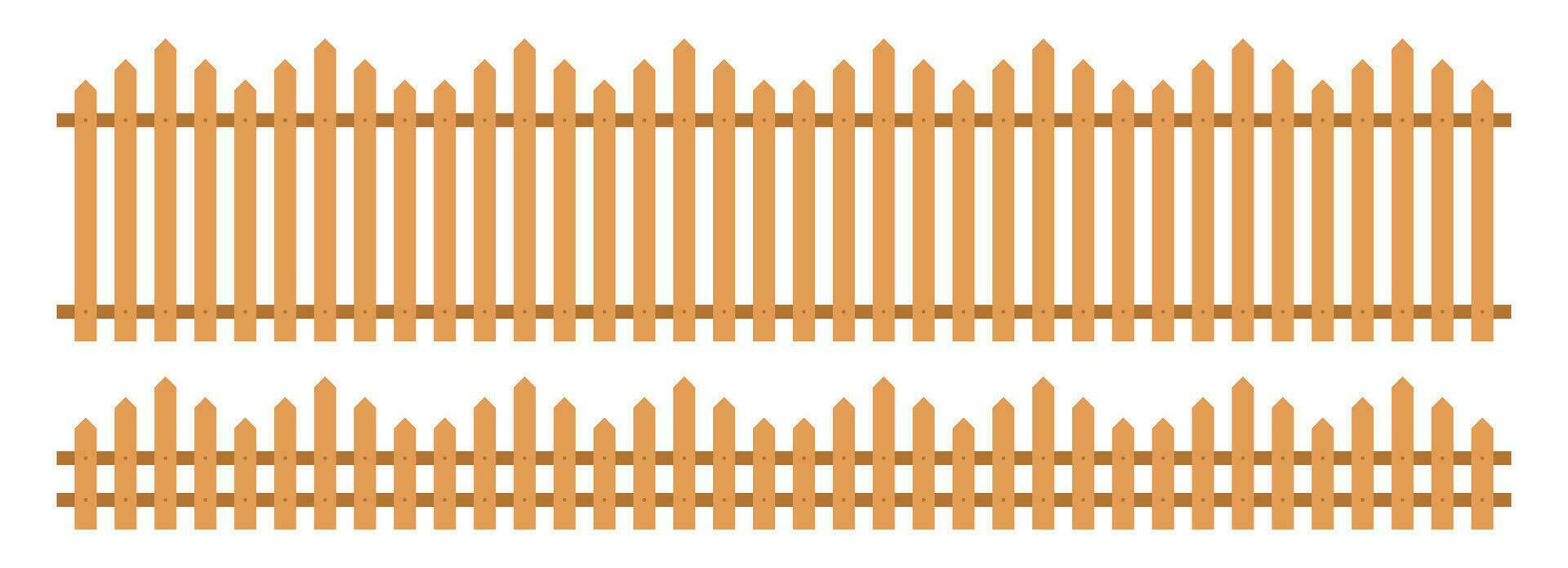 Wooden fence in flat style vector illustration isolated on white