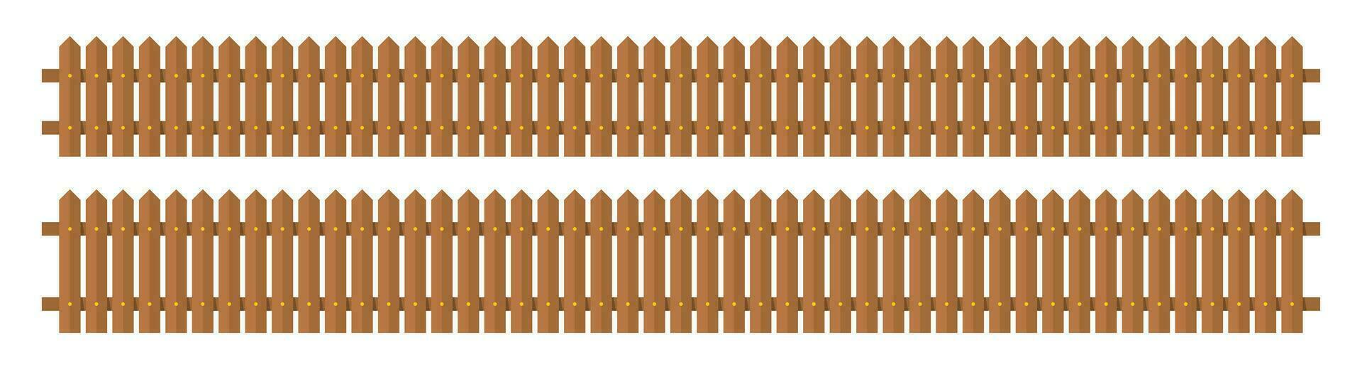 Wooden fence in flat style vector illustration isolated on white