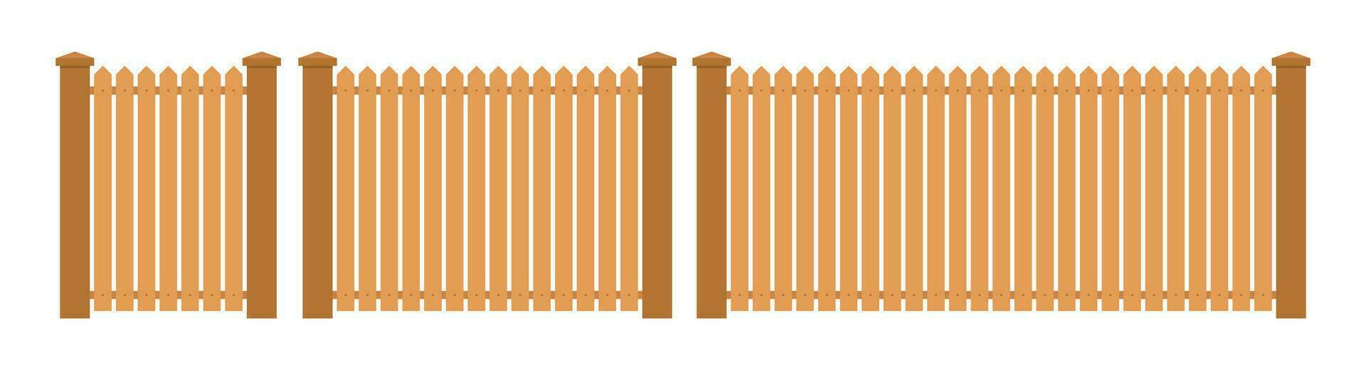Wooden fence in flat style vector illustration isolated on white