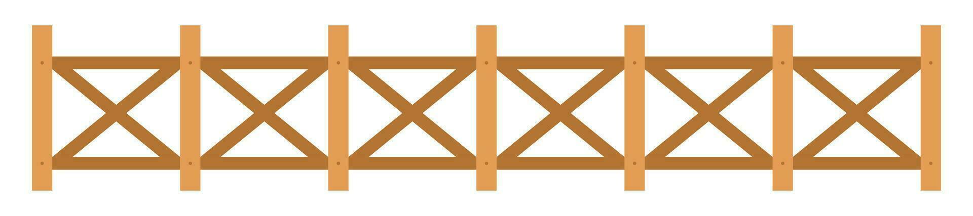 Wooden fence in flat style vector illustration isolated on white