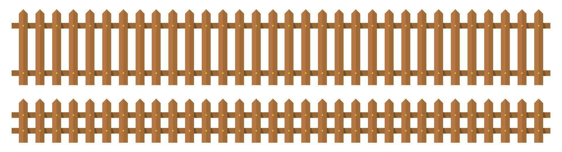 Wooden fence in flat style vector illustration isolated on white