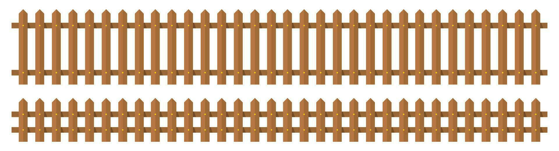 Wooden fence in flat style vector illustration isolated on white