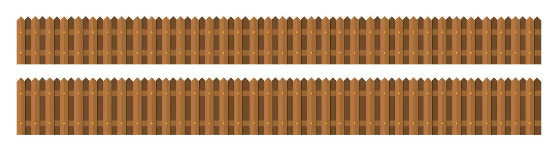 Wooden fence in flat style vector illustration isolated on white